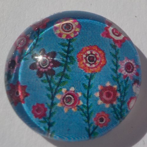 Cabochon fleurs/18 mm/confection bijoux/verre/multicolore