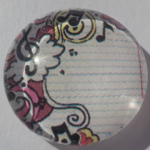 Cabochon musique/18 mm/confection bijoux/verre/multicolore