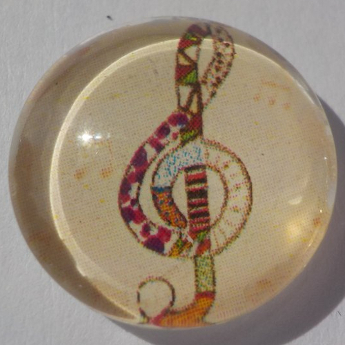 Cabochon musique/18 mm/confection bijoux/verre/multicolore