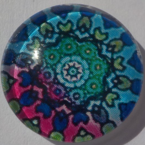 Cabochon mandala/18 mm/confection bijoux/verre/multicolore