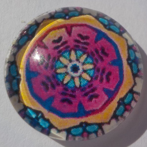Cabochon mandala multicolore/18 mm/confection bijoux/verre