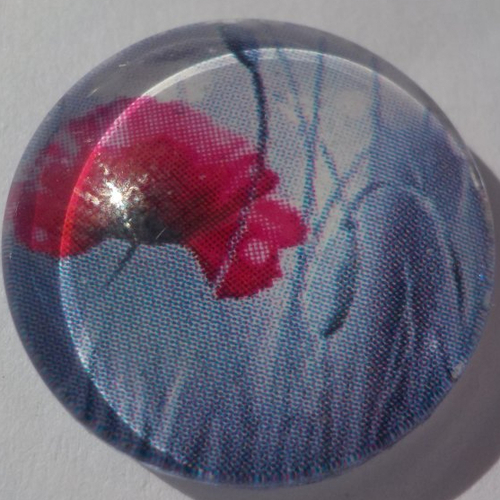 Cabochon coquelicot/18 mm/confection bijoux/verre/rouge/gris