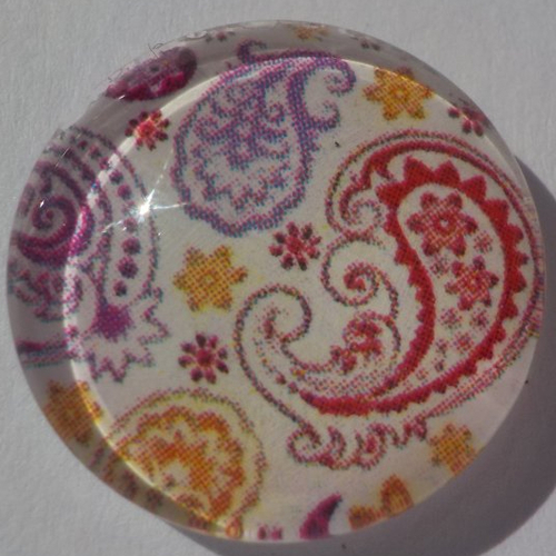 Cabochon arabesques/18 mm/confection bijoux/verre/rose/orange/mauve/parme
