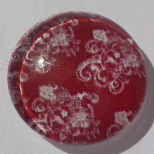 Cabochon liberty bordeaux/blanc/18 mm/confection bijoux/verre