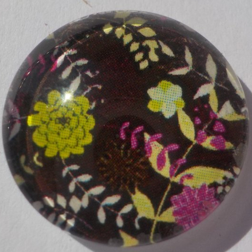 Cabochon liberty multicolore/18 mm/confection bijoux/verre/ vert/chocolat