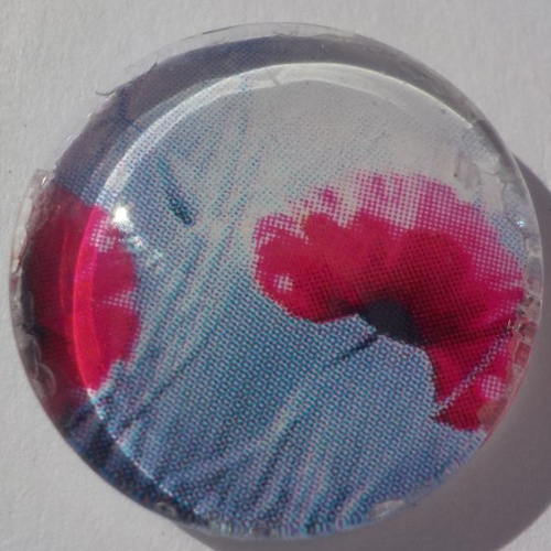 Cabochon coquelicot/gris/rouge/18 mm/confection bijoux/verre/