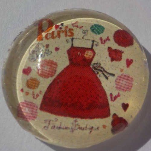 Cabochon buste/beige/rouge/18 mm/confection bijoux/verre/