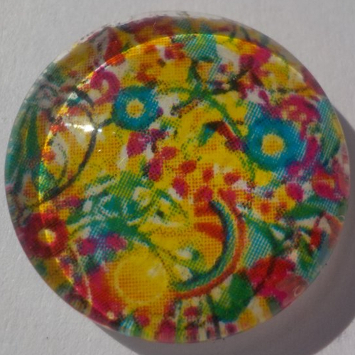 Cabochon multicolore/18 mm/confection bijoux/verre/jaune/rose/vert/blanc