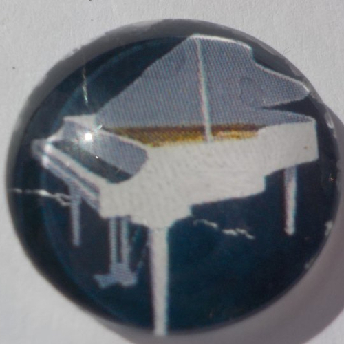 Cabochon piano/18 mm/confection bijoux/verre/noir/blanc