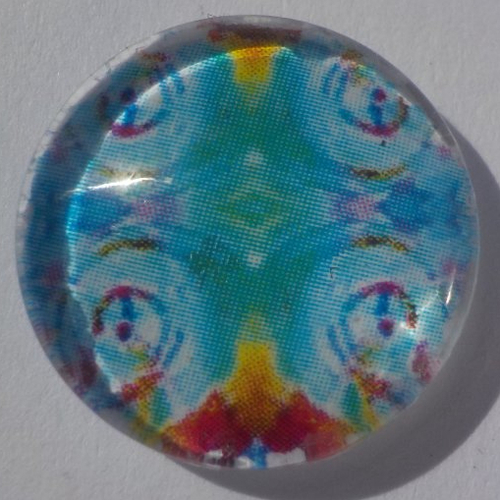 Cabochon mandala/18 mm/confection bijoux/verre/bleu/vert