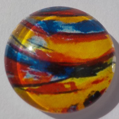 Cabochon multicolore/18 mm/confection bijoux/verre/rouge/bleu/jaune/