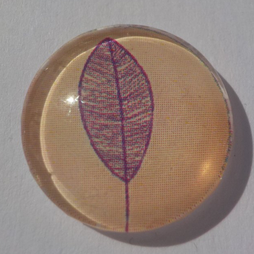 Cabochon feuille/18 mm/confection bijoux/verre/beige
