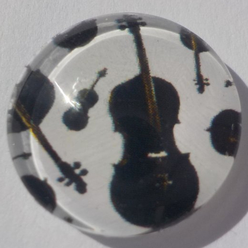 Cabochon musique/18 mm/confection bijoux/verre/noir/blanc
