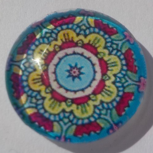 Cabochon mandala/18 mm/confection bijoux/verre/multicolore