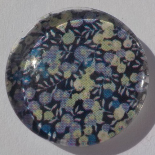 Cabochon liberty/18 mm/confection bijoux/verre/bleu/vert