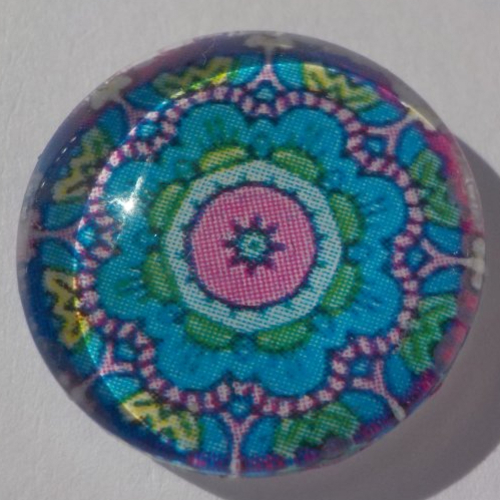 Cabochon mandala/18 mm/confection bijoux/verre/multicolore