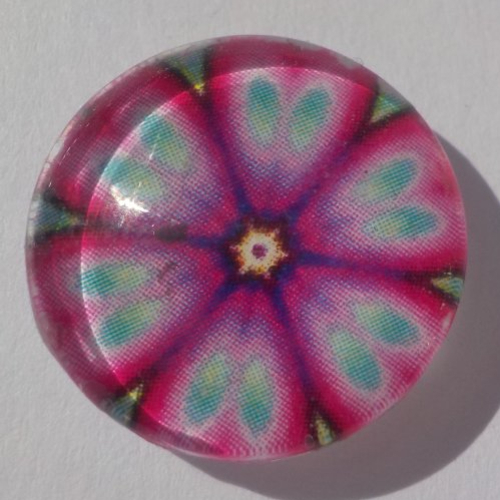 Cabochon mandala/18 mm/confection bijoux/verre/rose/vert