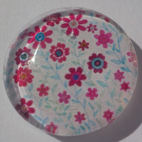 Cabochon fleurs/18 mm/confection bijoux/verre/multicolore