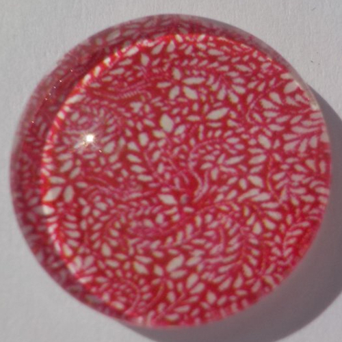 Cabochon fleurs rouge et blanches/18 mm/confection bijoux/verre/