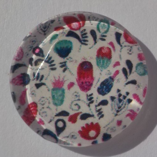 Cabochon fleurs rouges/ turquoises/18 mm/confection bijoux/verre/