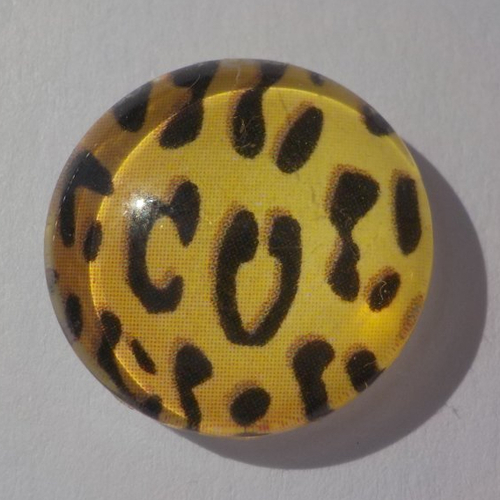 Cabochon imprimé/18 mm/confection bijoux/verre/jaune/noir