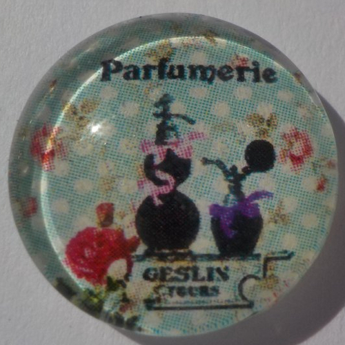 Cabochon parfum/18 mm/confection bijoux/verre/bleu vert