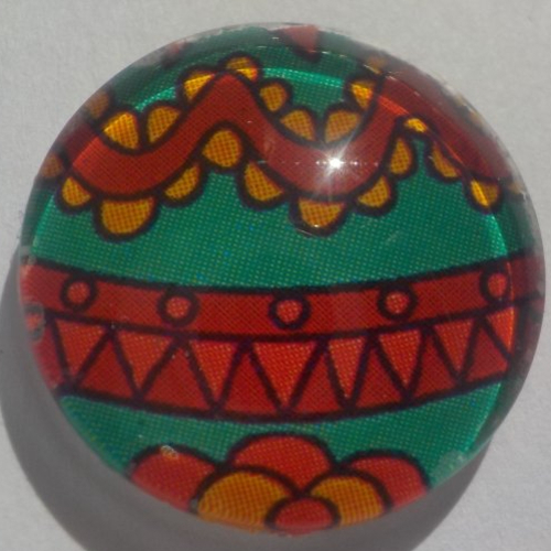 Cabochon oeuf de pâques/18 mm/confection bijoux/verre/vert/orange/rouge