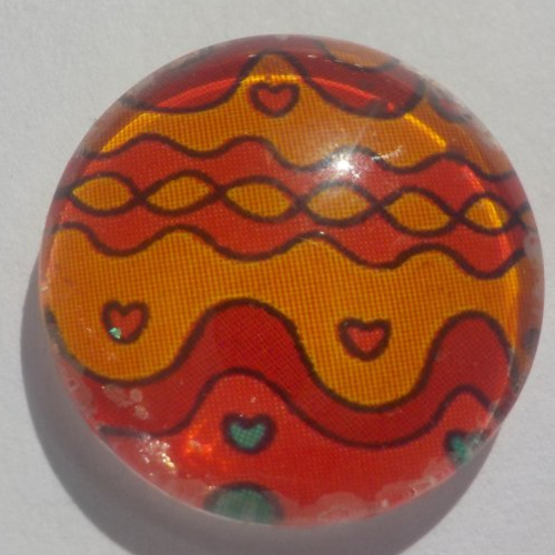 Cabochon oeuf de pâques/18 mm/confection bijoux/verre/orange/rouge