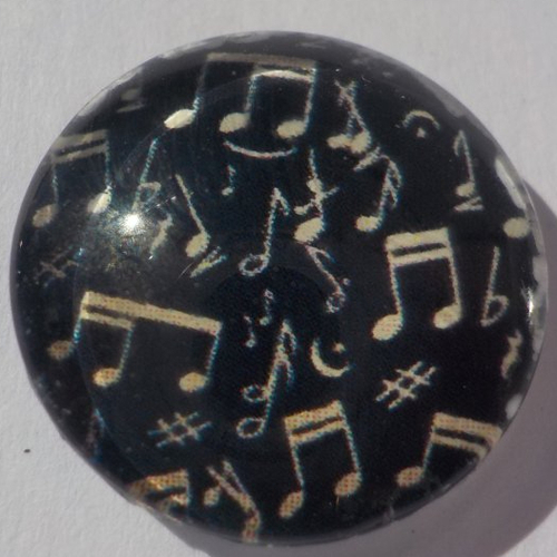 Cabochon musique/18 mm/confection bijoux/verre/noir/beige