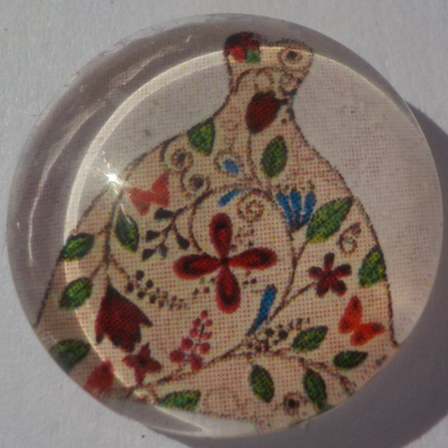 Cabochon robe/18 mm/confection bijoux/verre/rouge/beige/vert