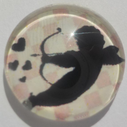 Cabochon ange/18 mm/confection bijoux/verre/rouge/beige/noir