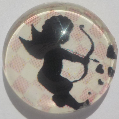 Cabochon ange/18 mm/confection bijoux/verre/beige/noir/rose clair