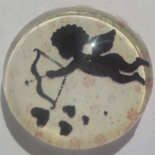 Cabochon ange/18 mm/confection bijoux/verre/beige/noir/rose clair