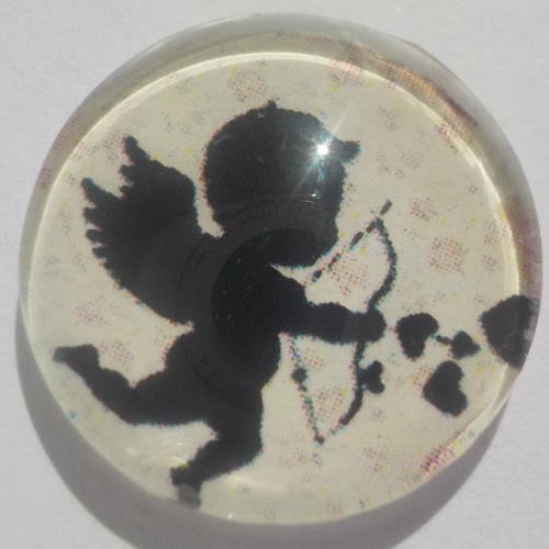 Cabochon ange/18 mm/confection bijoux/verre/beige/noir/rose clair