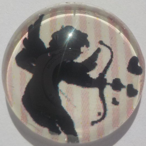 Cabochon ange/18 mm/confection bijoux/verre/beige/noir/rose clair