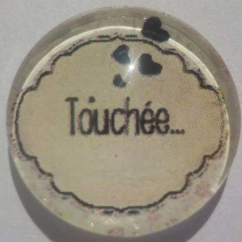 Cabochon ange/18 mm/confection bijoux/verre/beige/noir/rose clair