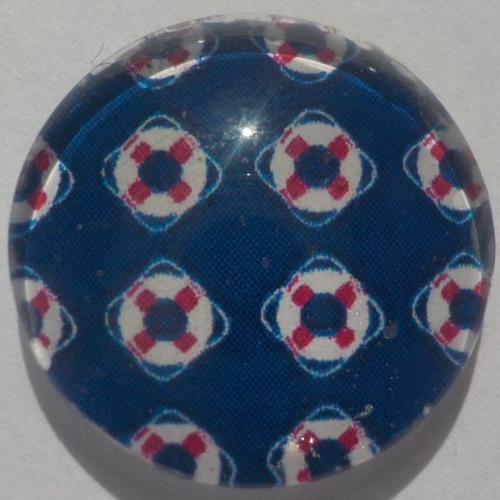 Cabochon marinière/18 mm/confection bijoux/verre/bleu marine/ beige/