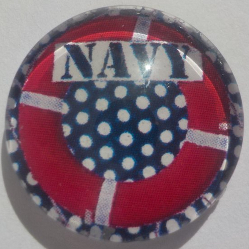 Cabochon marinière/18 mm/confection bijoux/verre/bleu marine/ beige/