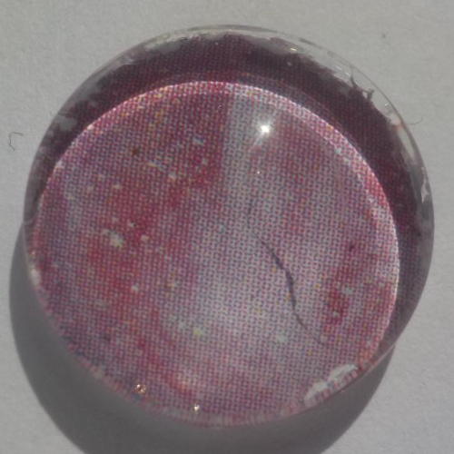 Cabochon rose/16 mm/confection bijoux/verre/fuschia