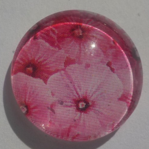 Cabochon rose/16 mm/confection bijoux/verre/fuschia