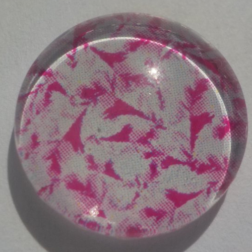 Cabochon rose/16 mm/confection bijoux/verre/fuschia
