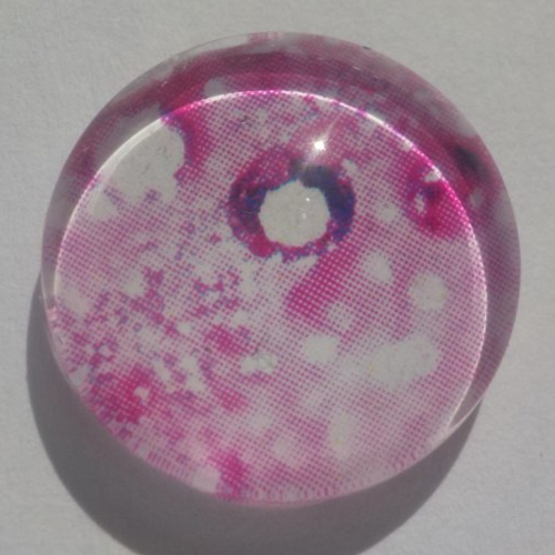 Cabochon rose/16 mm/confection bijoux/verre/fuschia