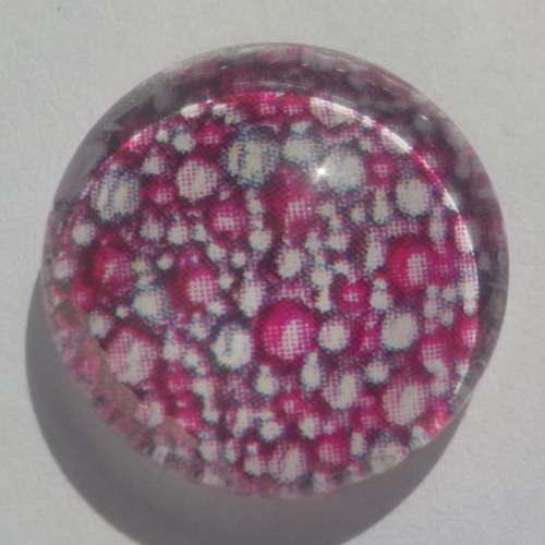 Cabochon rose/16 mm/confection bijoux/verre/fuschia