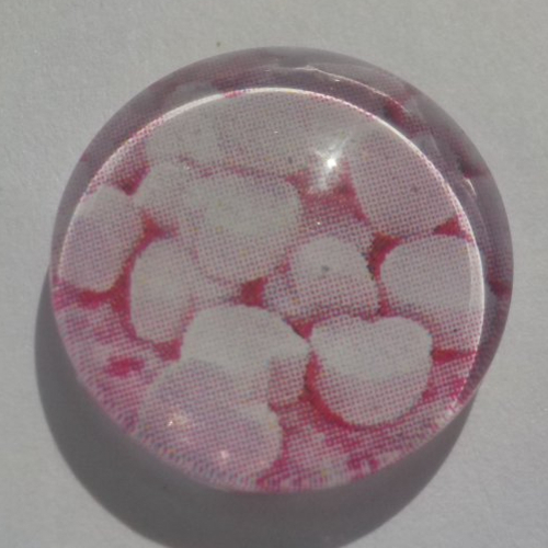Cabochon rose/16 mm/confection bijoux/verre/fuschia