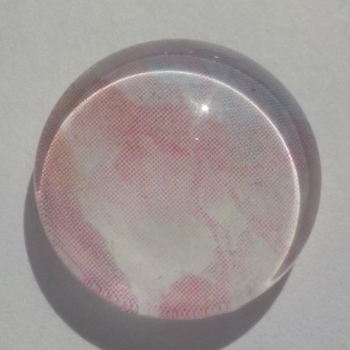 Cabochon rose clair/16 mm/confection bijoux/verre/blanc