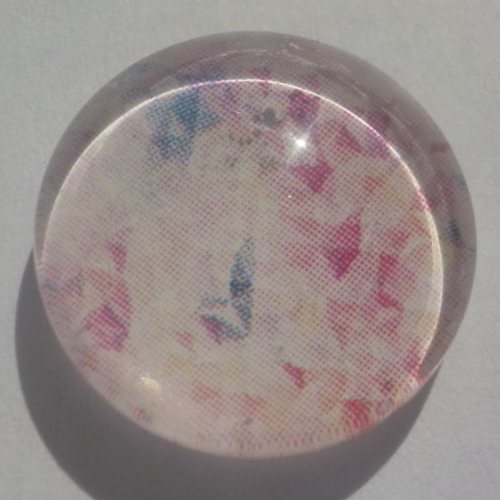 Cabochon rose clair/16 mm/confection bijoux/verre/blanc