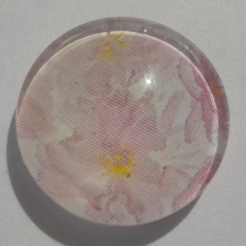 Cabochon rose/16 mm/confection bijoux/verre/