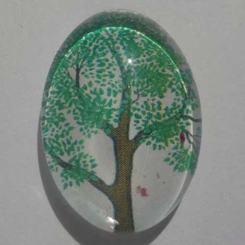 Cabochon arbre de vie, vert, ovale, 18x25 mm,