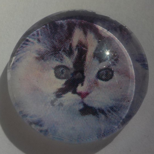 Cabochon chat/18 mm/confection bijoux/verre/gris/animaux