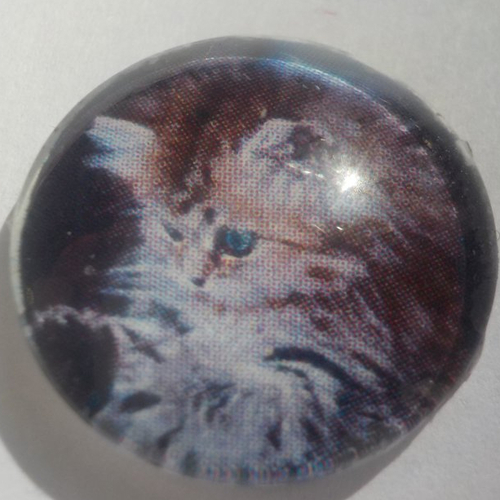 Cabochon chat/18 mm/confection bijoux/verre/gris/animaux